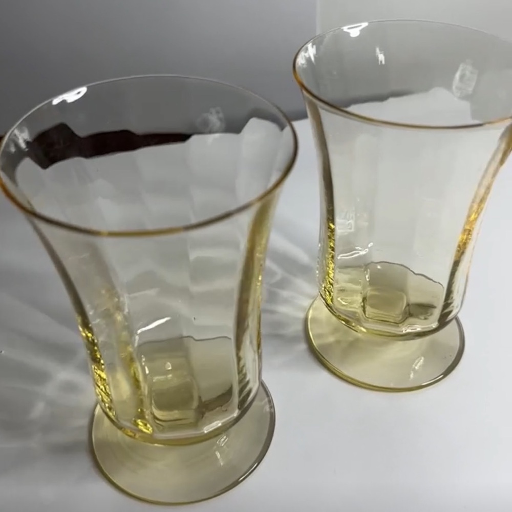 Fostoria Misty Yellow Footed Juice Glasses – Set of 2, Mid-Century Vintage